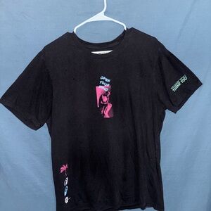 Brooklyn Cloth Black Tee with Pink and Blue Graphic